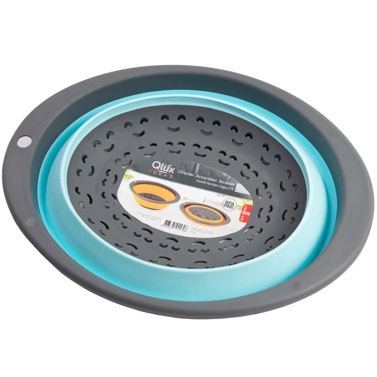 QLUX - COLADOR DE PLASTICO OVALADO CELESTE