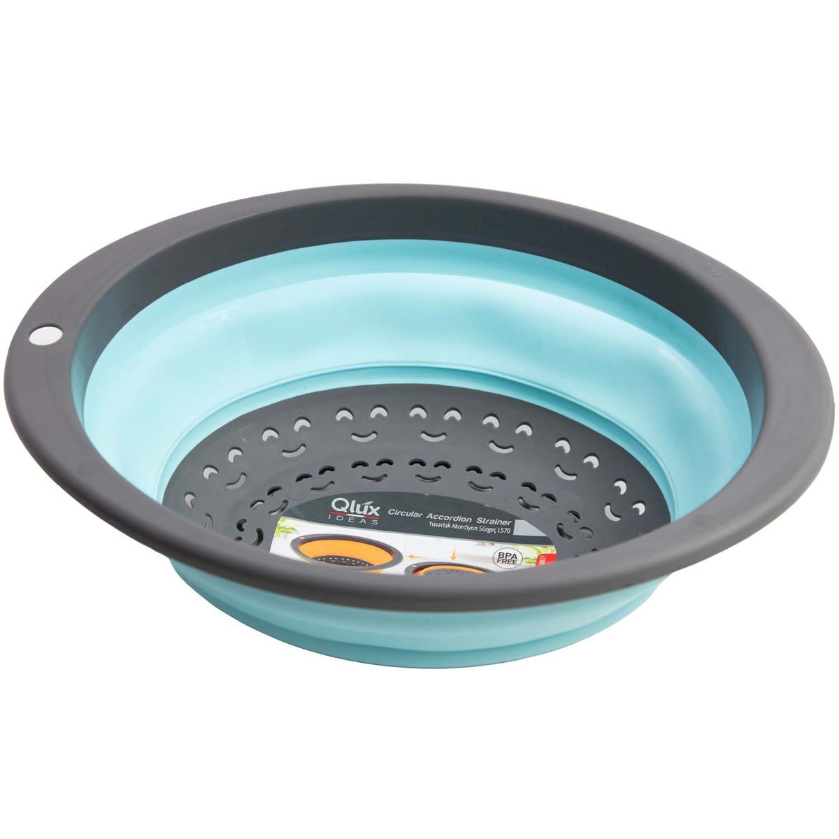 QLUX - COLADOR DE PLASTICO OVALADO CELESTE