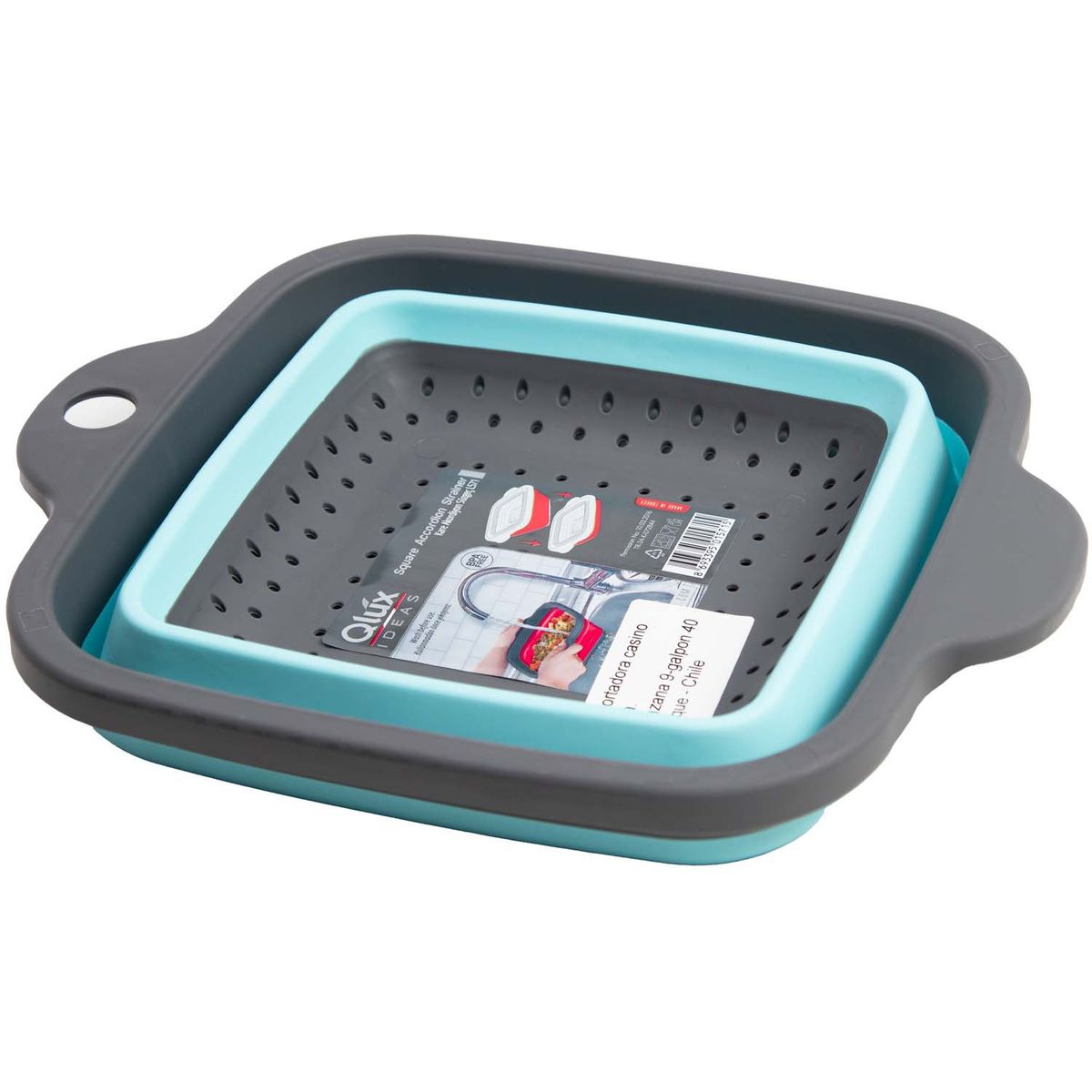 QLUX - COLADOR DE PLASTICO CUADRADO CELESTE