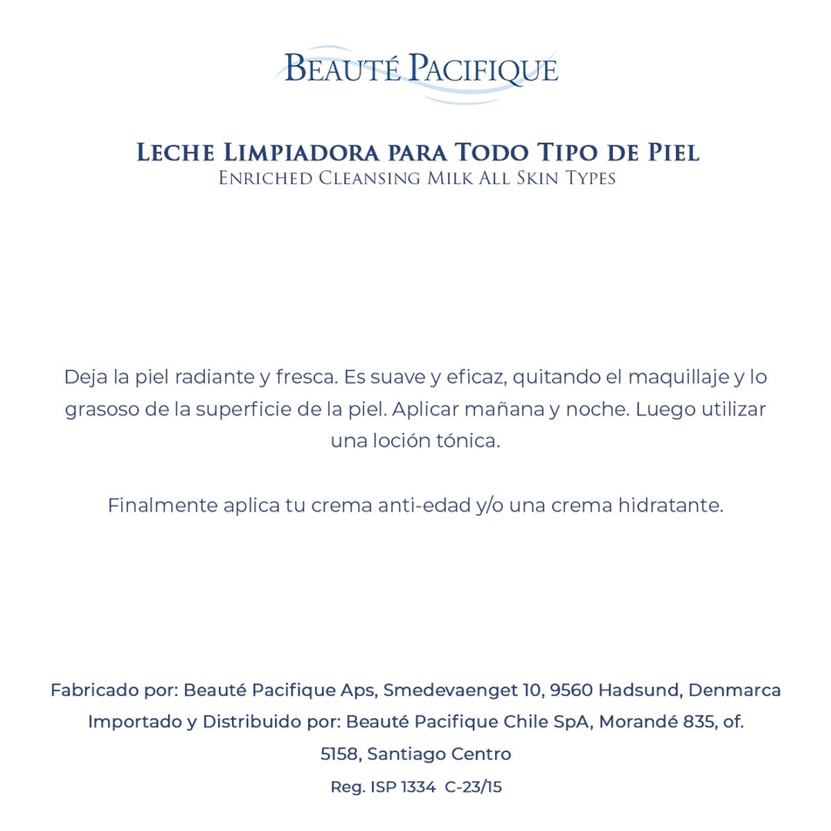 BEAUTE PACIFIQUE - Leche Limpiadora Facial Para Todo Tipo de piel