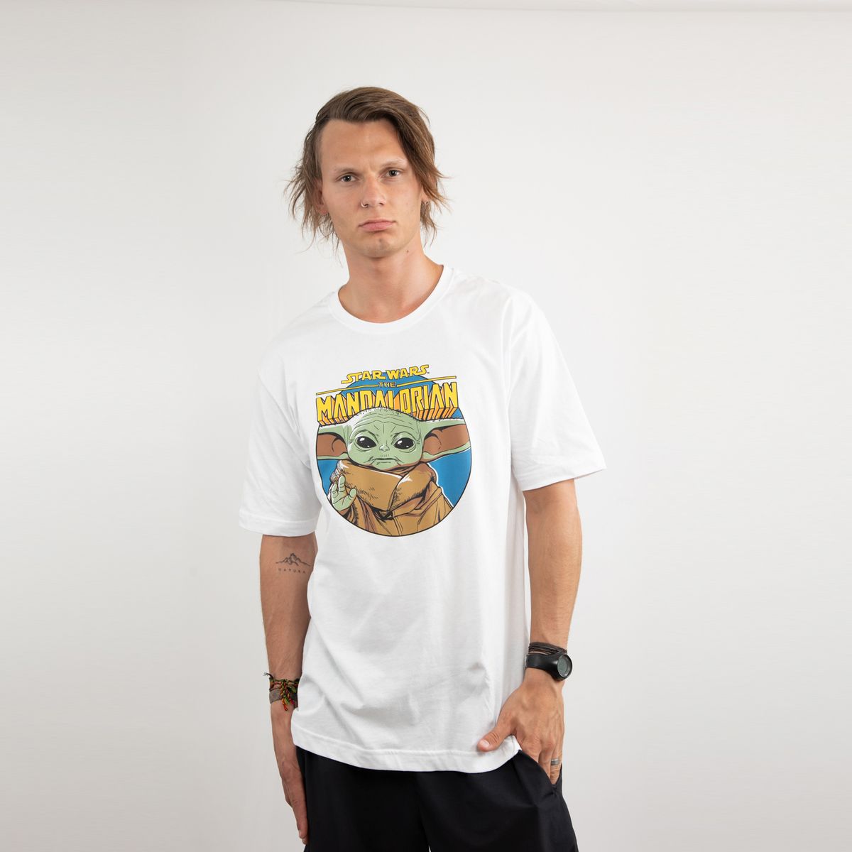 STAR WARS - Polera Hombre Grogu Cute Blanco Star Wars