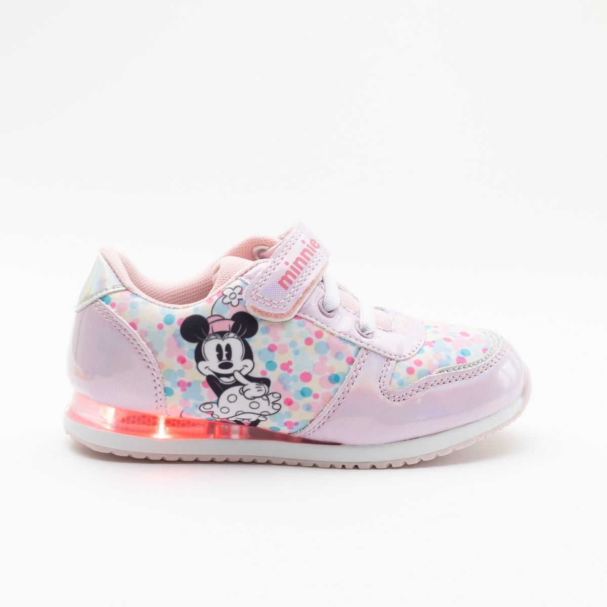 DISNEY - Zapatilla Luces Niña Minnie Flores Rosado Disney