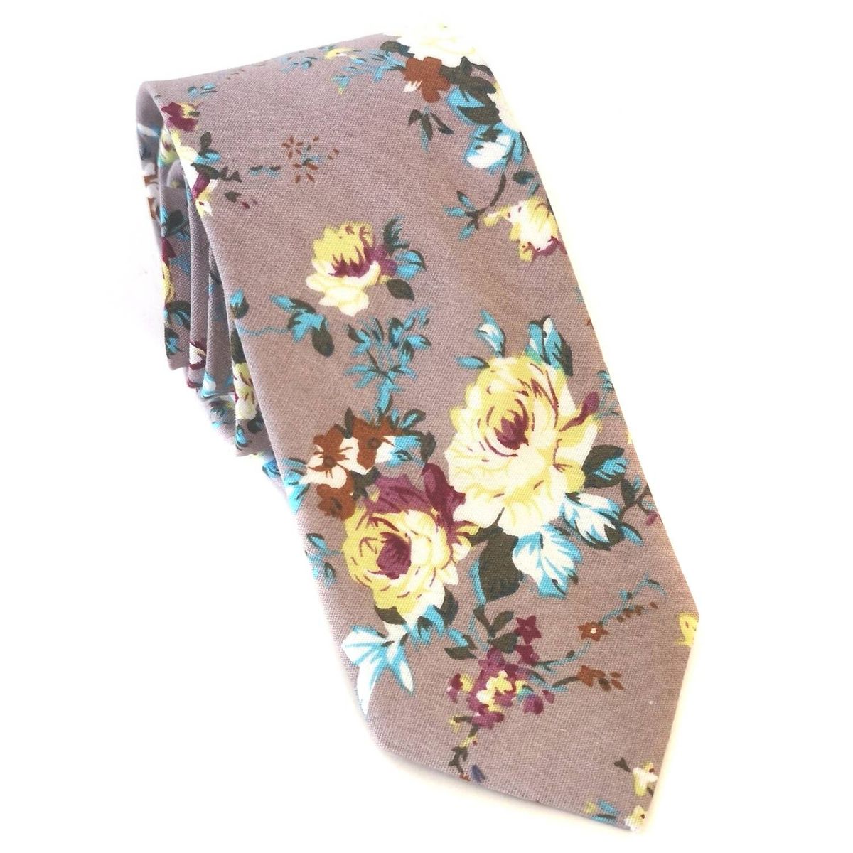 LUCIA CORBATAS - Corbata delgada algodón flores Bellota