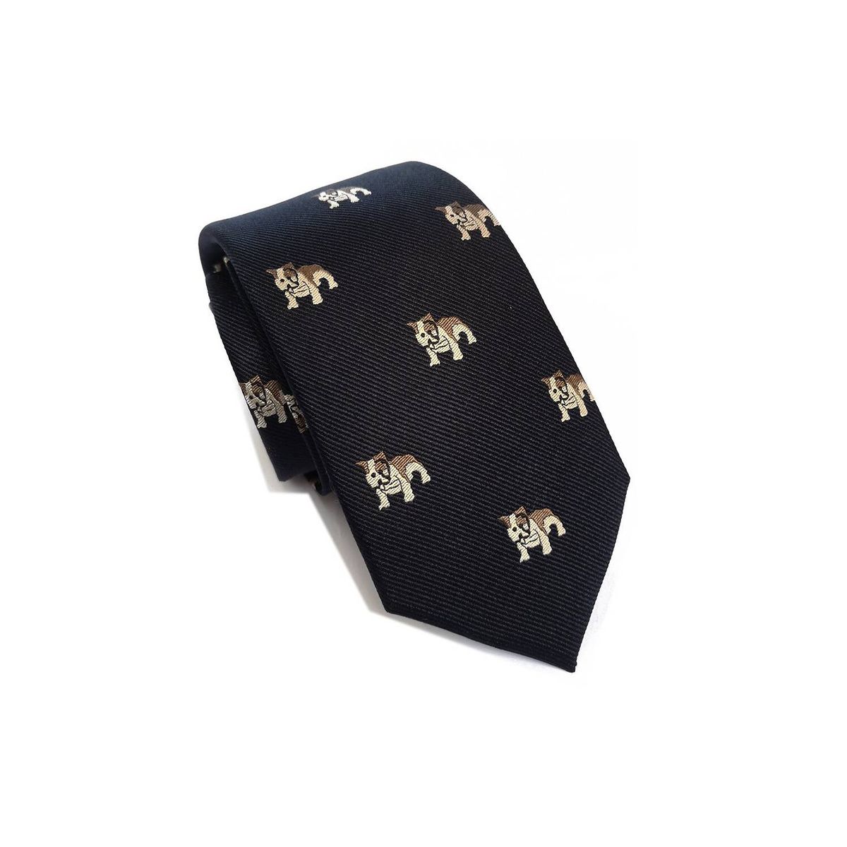 LUCIA CORBATAS - Corbata hombre delgada seda azul marino tejida Bulldog Luciacorbatas