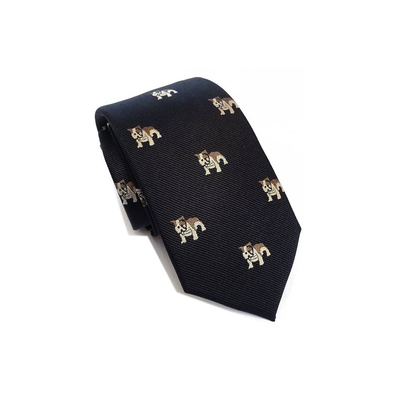 LUCIA CORBATAS - Corbata hombre delgada seda azul marino tejida Bulldog Luciacorbatas
