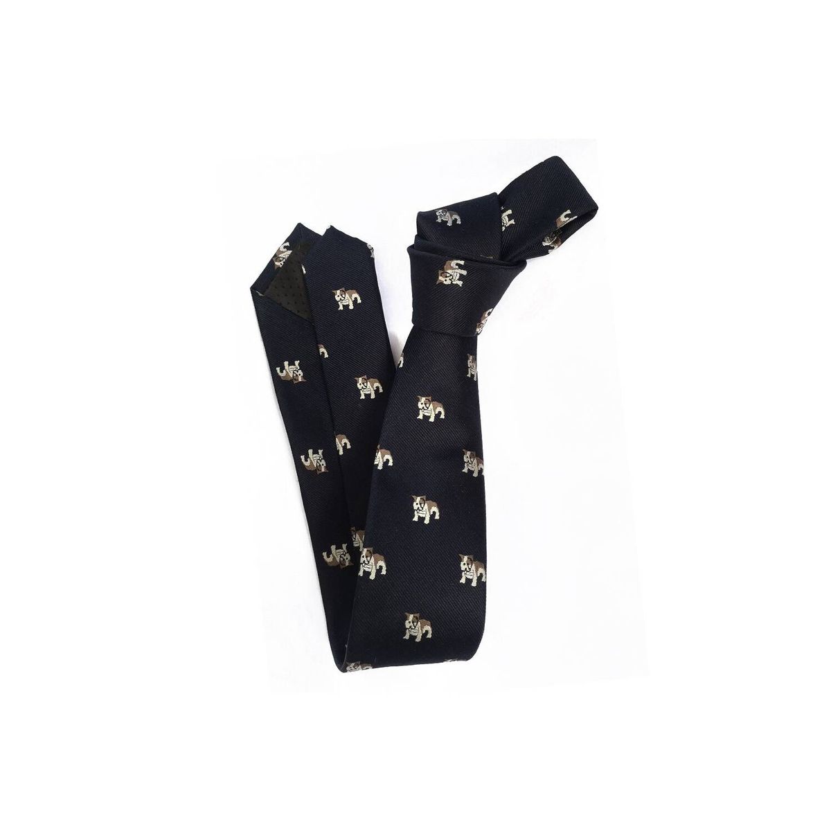 LUCIA CORBATAS - Corbata hombre delgada seda azul marino tejida Bulldog Luciacorbatas