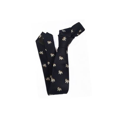 Imagen 2 del producto Corbata hombre delgada seda azul marino tejida Bulldog Luciacorbatas