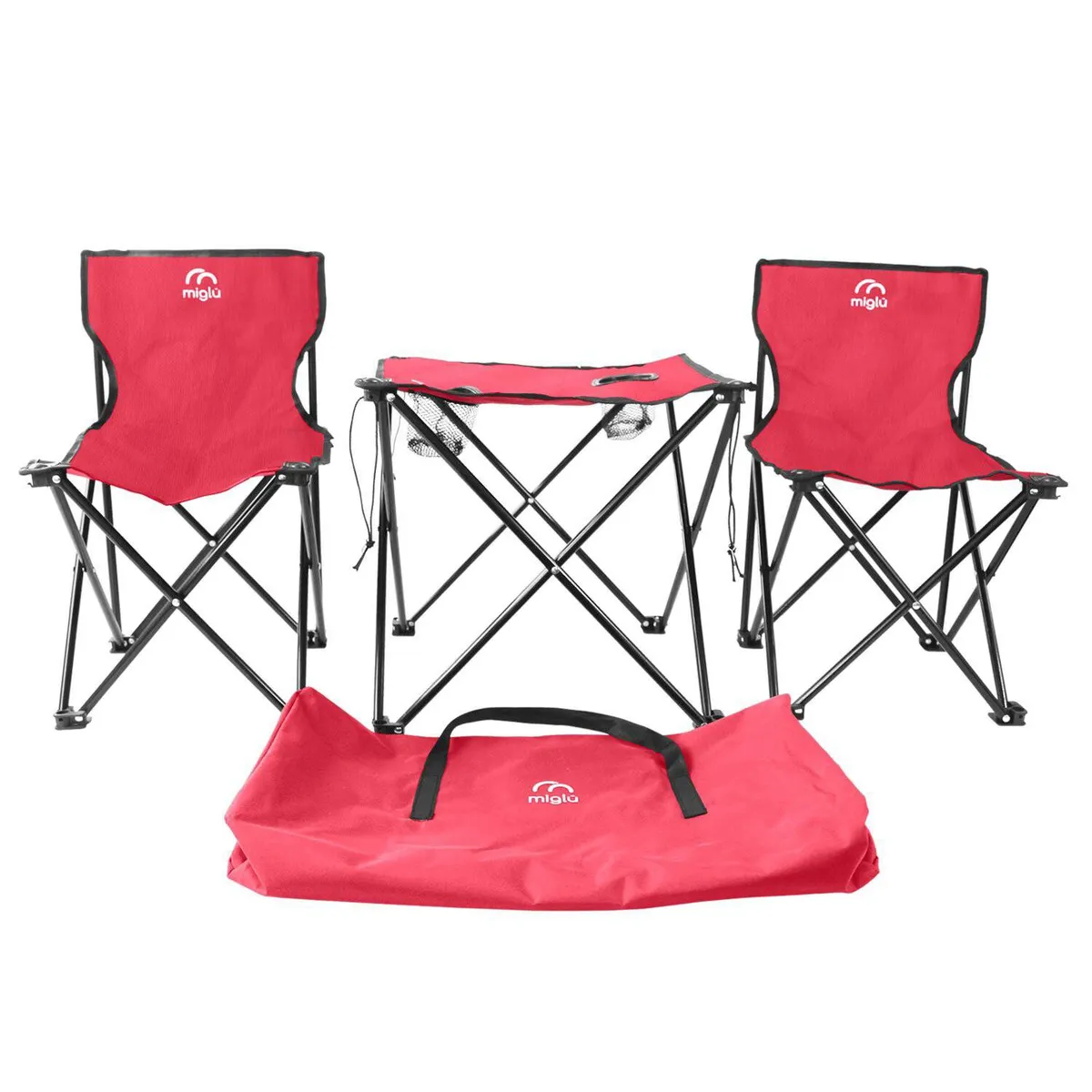 MIGLU - Mesa con 2 sillas plegables rojo