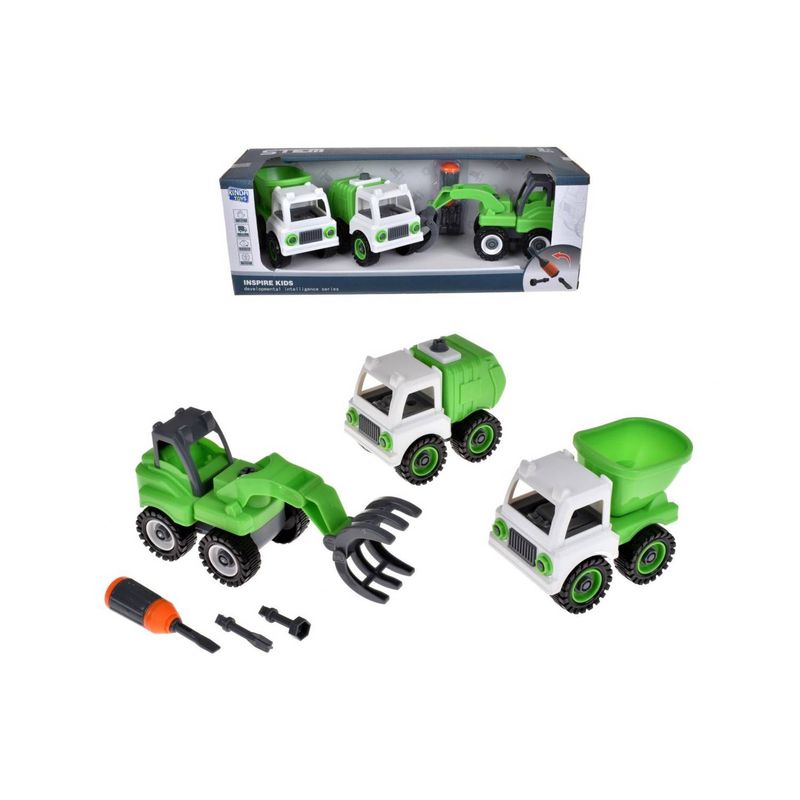 ANSALDO - Pack 3 Vehiculos Reciclaje De 11 Cms Desarmables