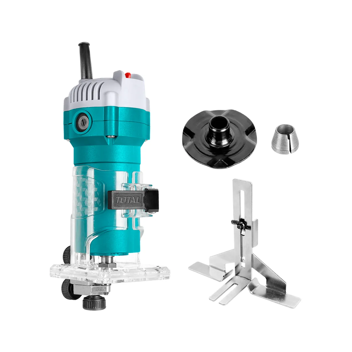 TOTAL TOOLS - Fresadora de Cantos Industrial 600w + Guías + Juego de Carbones TOTAL