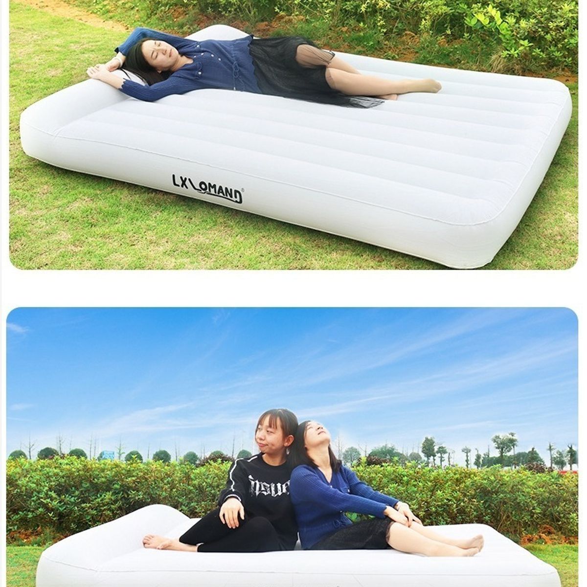 CRUSEC - Colchón Inflable Blanco Cama Portatil Con Inflador Incluido