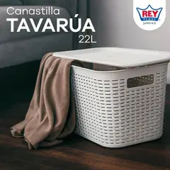 REYPLAST - Caja Organizadora Canasta Ratán 22 Lt.