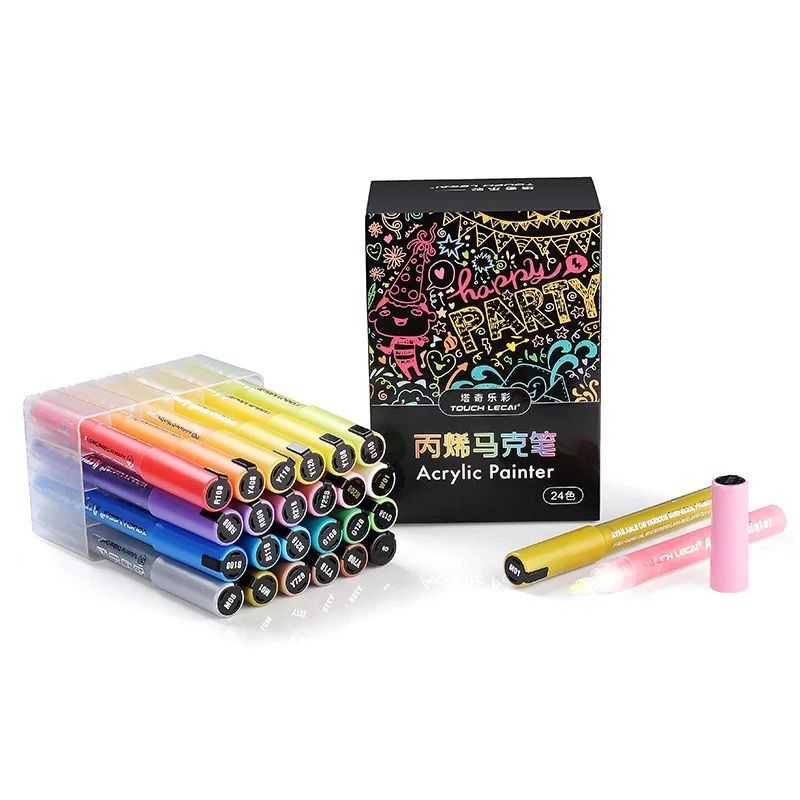 GENERICO - Lapices acrilicos marcador pluma 24 colores 2mm