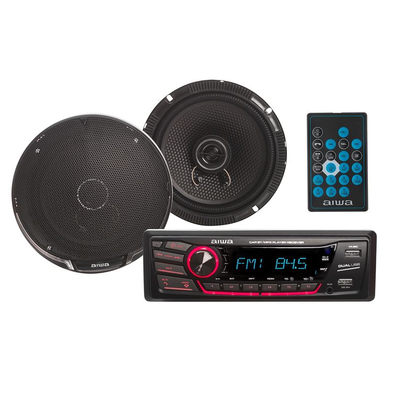 AIWA - Combo Radio Bluetooth 1 Din + Parlante Auto Aiwa Caw-2016bt