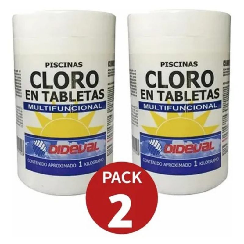 GENERICO - Cloro En Tabletas Triple Acción Piscinas 1 Kg x 2 unidades