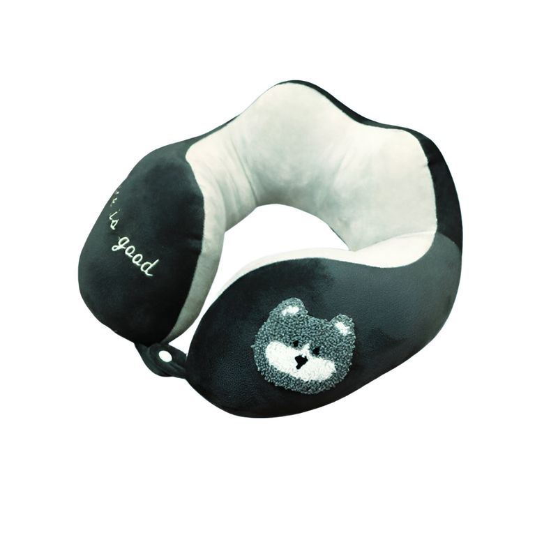 CRUSEC - Almohada Cojín Cuello Cervical Viaje Auto Escritorio Negro