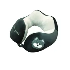 CRUSEC - Almohada Cojín Cuello Cervical Viaje Auto Escritorio Negro