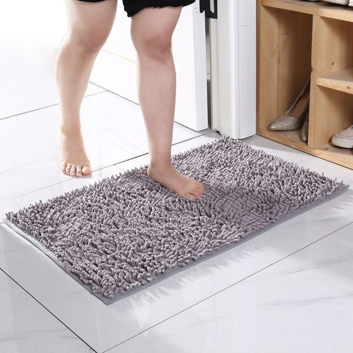 CRUSEC - Alfombra Baño Microfibra 50 X 80 Cm Bajada Ducha Gris