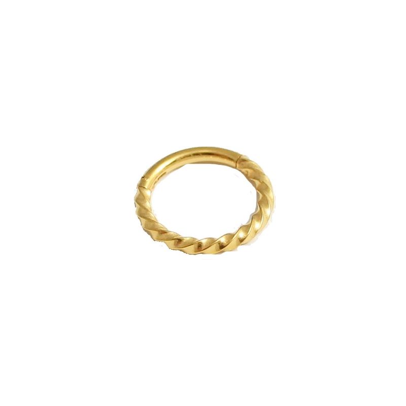 GENERICO - Aros Mujer Piercing Argolla click torcida pvd 8mm Bañado en Oro
