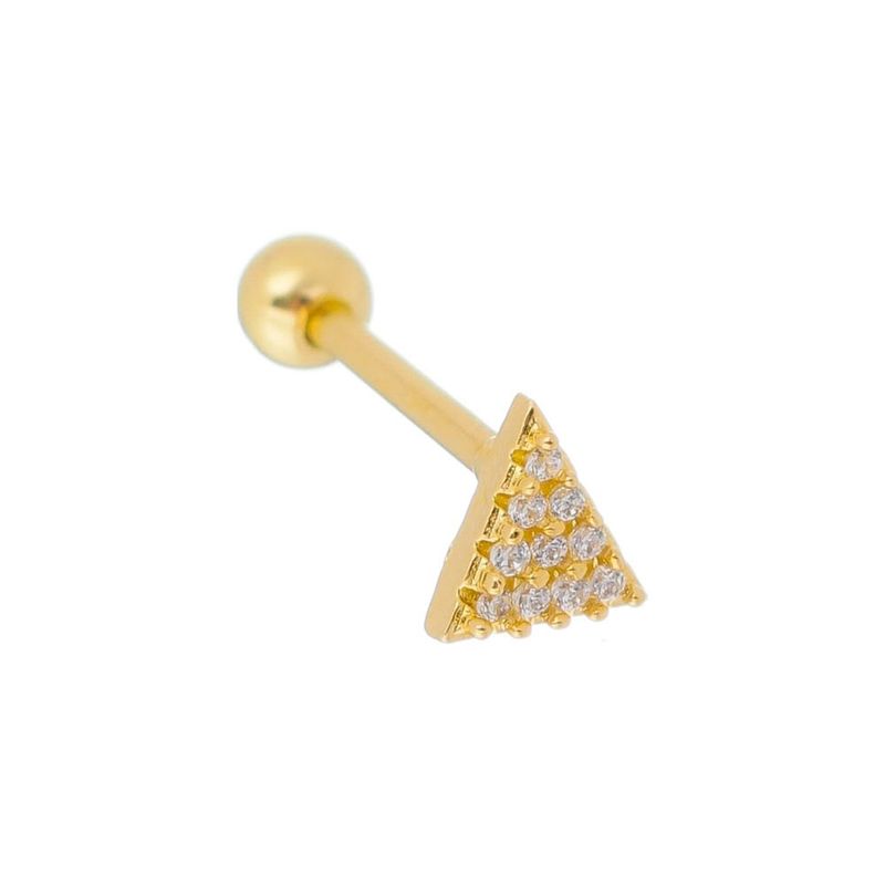 GENERICO - Aros Mujer Piercing Triángulo circones Bañado en Oro Philippa Joyas