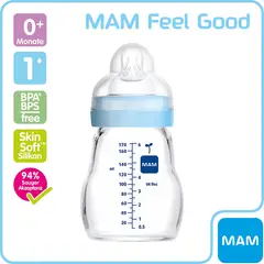 MAM - Mamadera de Vidrio Feel Good 170ml Celeste