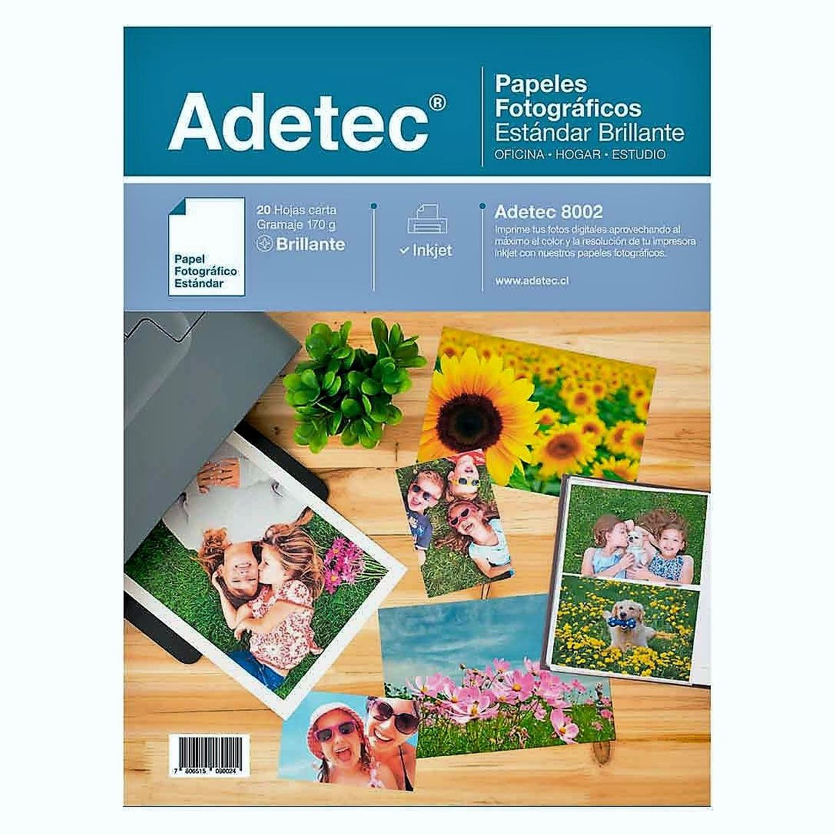ADETEC - Papel Fotográfico Inkjet Glossy Carta 170 g X 20 Hojas 8002