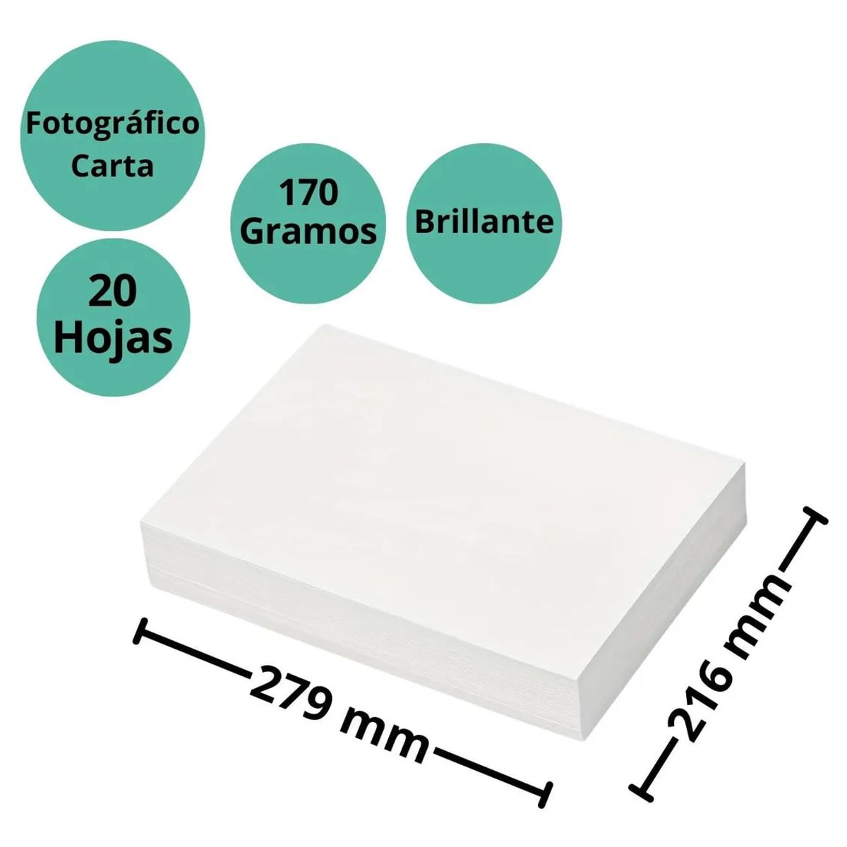 ADETEC - Papel Fotográfico Inkjet Glossy Carta 170 g X 20 Hojas 8002