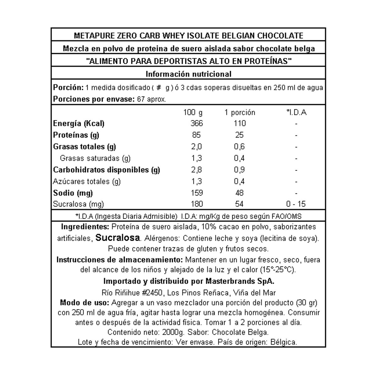 QNT - Proteina Metapure Whey Isolate Zero Carb 2Kg Chocolate QNT