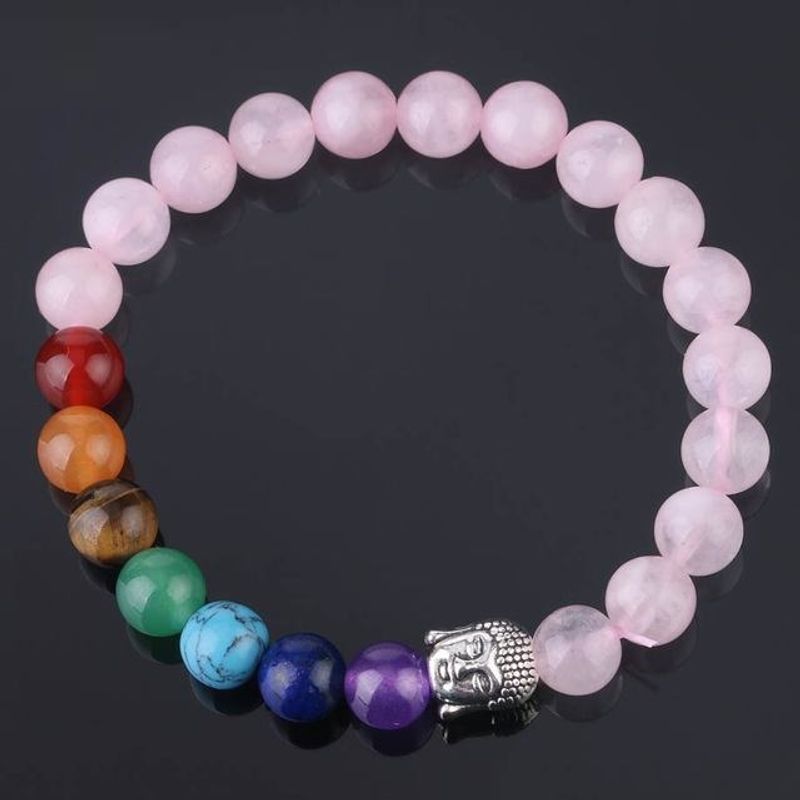 GENERICO - Pulsera de Protección Cuarzo Rosa 7 Chakras