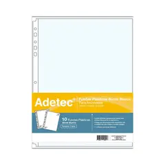 ADETEC - Funda Plástica Para Archivo Carta Borde Blanco 10 Unidades