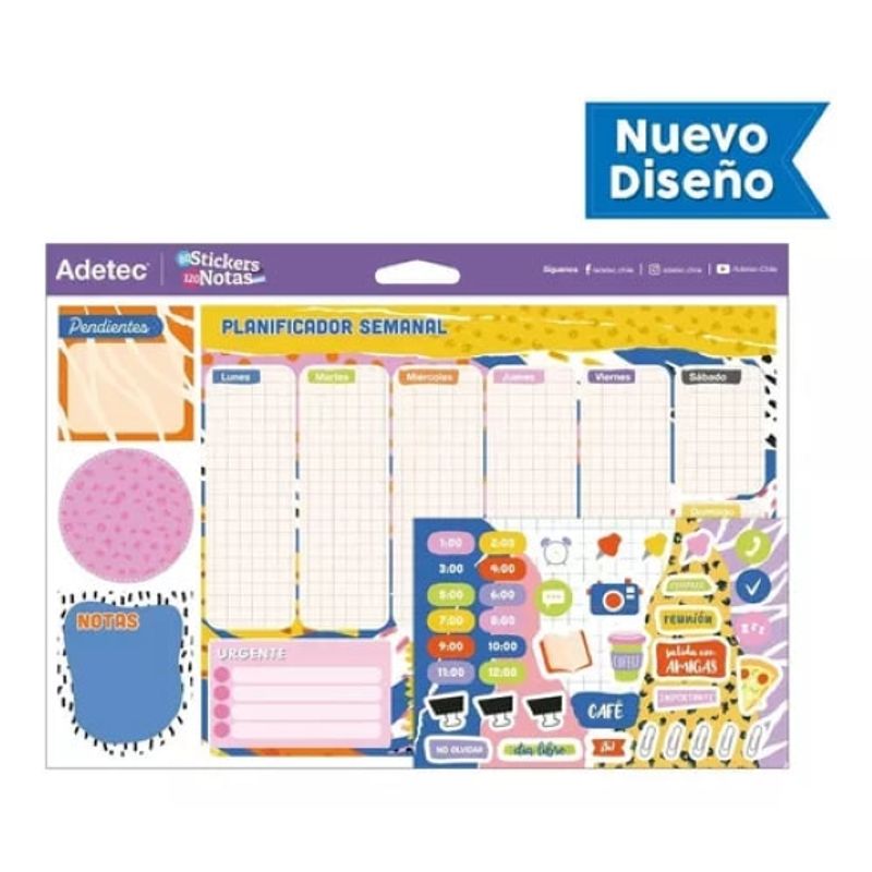 ADETEC - Planificador Semanal Adetec Stickers Y Notas Adhesivas 430