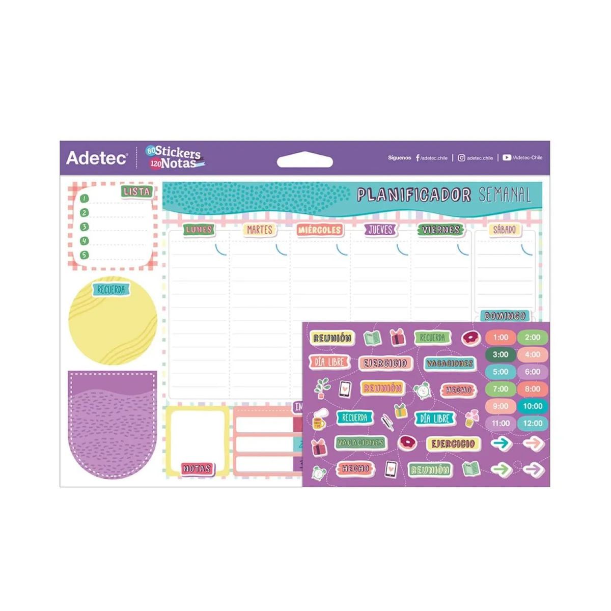 ADETEC - Planificador Semanal Adetec Stickers Y Notas Adhesivas 430