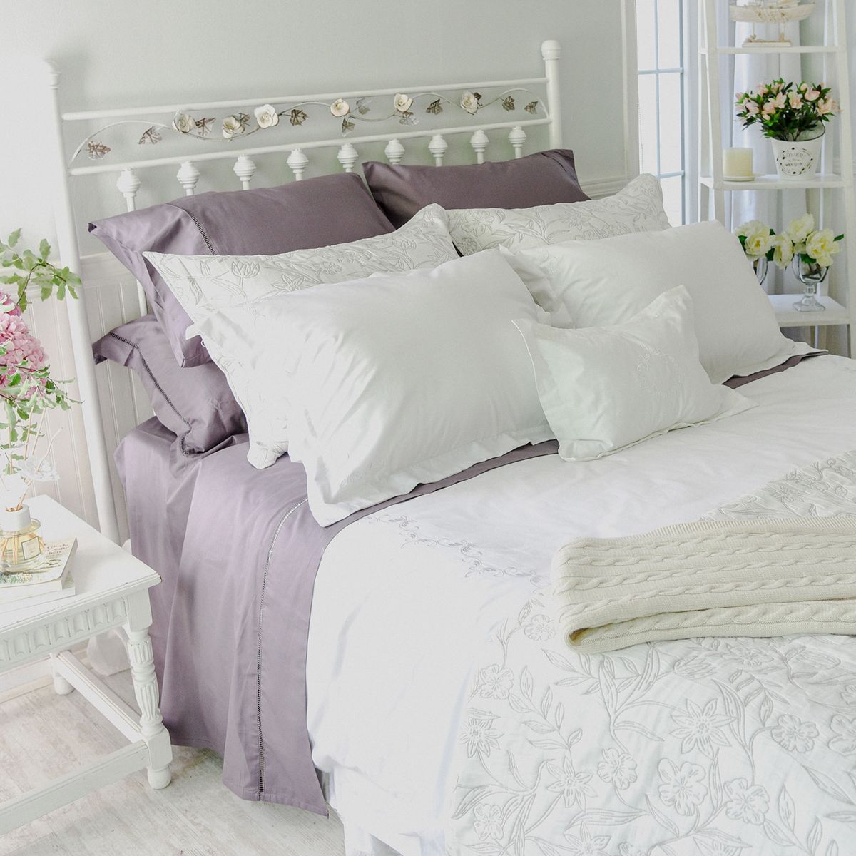 NINA HERRERA - Sábana Lisa Uva 300 Hilos Super King