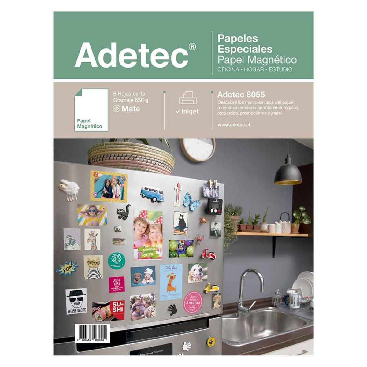ADETEC - Papel para Impresora Inkjet Magnético Carta x 5 Hojas