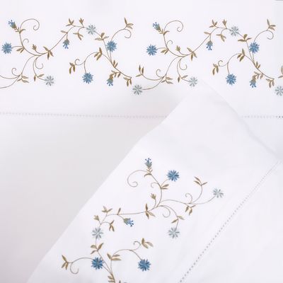 Imagen 2 del producto Sábana Bordada Florencia Azul 220 Hilos Super King