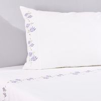 Sábana Bordada Enredadera Lila 220 Hilos Super King