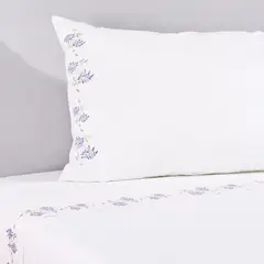 NINA HERRERA - Sábana Bordada Enredadera Lila 220 Hilos Super King