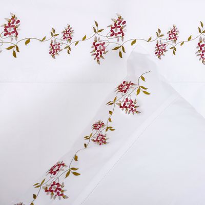 Imagen 2 del producto Sábana Bordada Enredadera Rojo 220 Hilos Super King