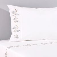 Sábana Bordada Enredadera Azul 220 Hilos 1,5 Plaza