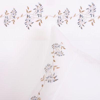 Imagen 2 del producto Sábana Bordada Enredadera Azul 220 Hilos 1,5 Plaza