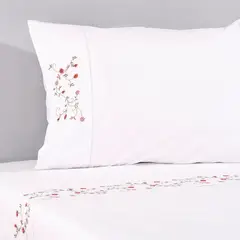 NINA HERRERA - Sábana Bordada Florencia Rosa 220 Hilos King