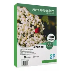 GENERICO - Papel Fotográfico Glossy A4 115 g Alto Brillo X 100 Hojas