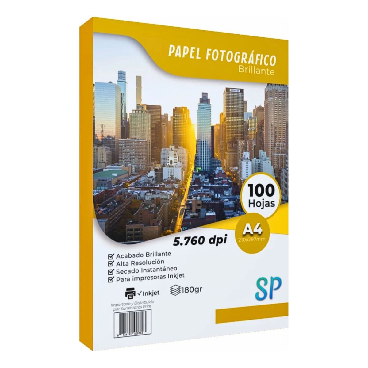 GENERICO - Papel Fotográfico Glossy A4 180 g Alto Brillo X 100 Hojas