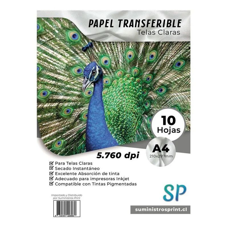 GENERICO - Papel Transfer Telas Claras A4 X 10 Hojas