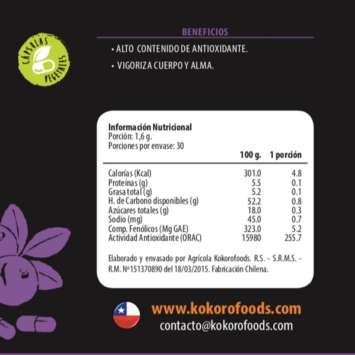 GENERICO - Cápsulas Ajo NegroMaqui Natural y Vegana