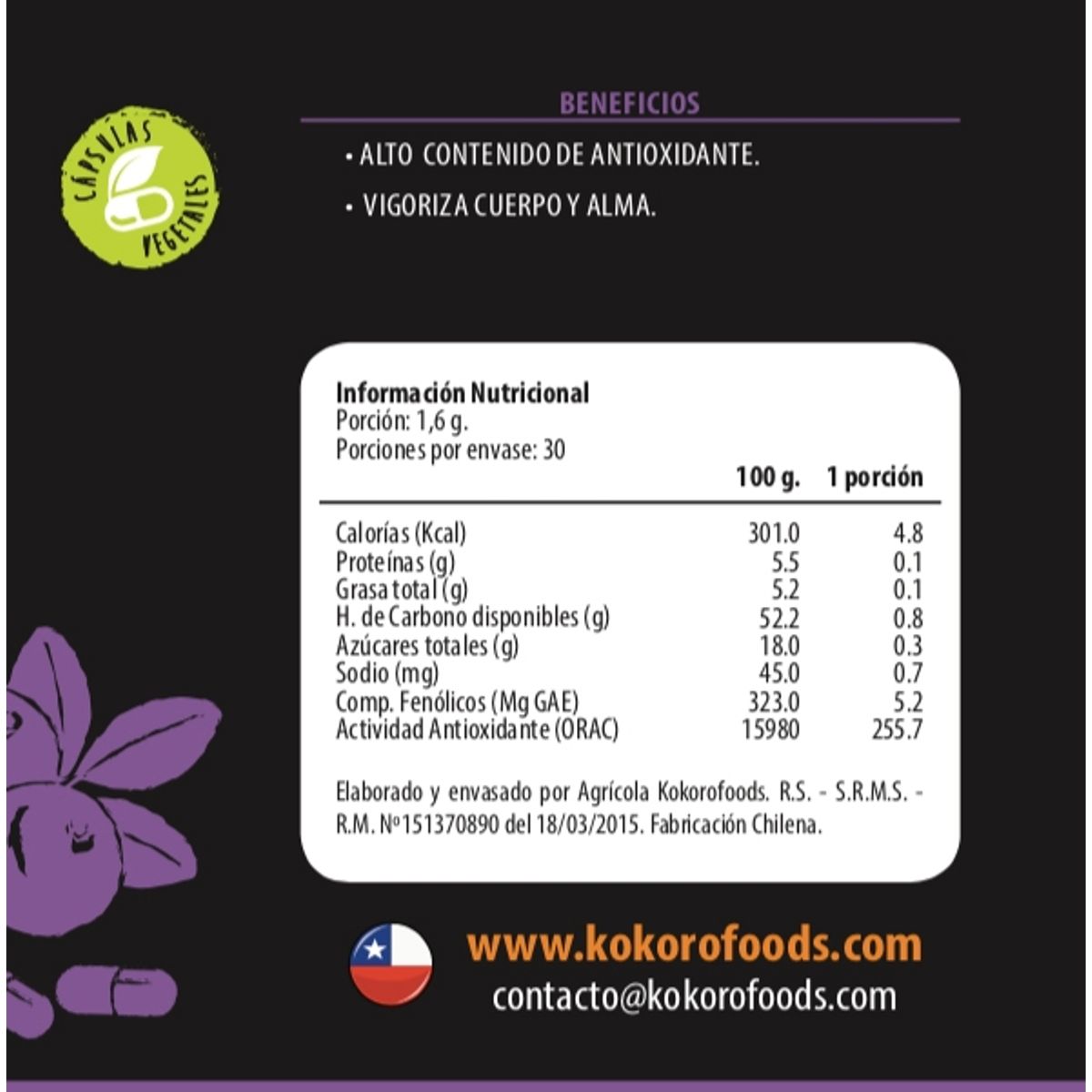 GENERICO - Cápsulas Ajo NegroMaqui Natural y Vegana