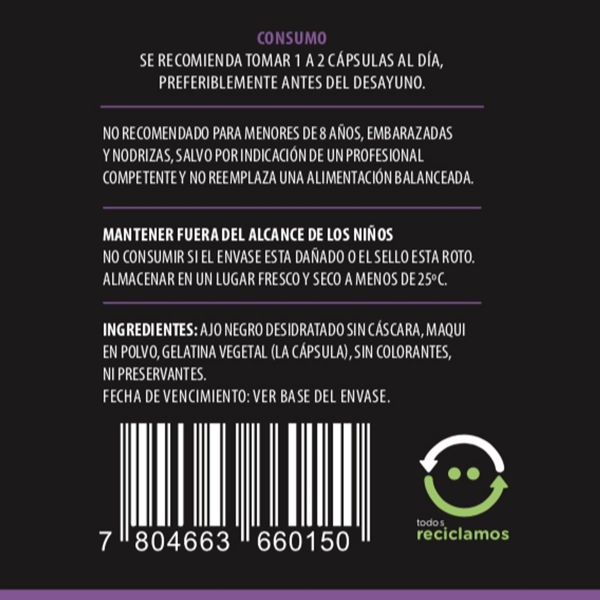 GENERICO - Cápsulas Ajo NegroMaqui Natural y Vegana