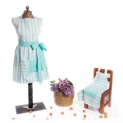 COCHO COCHO - Set 3 Piezas Delantal Mamá e Hija Líneas Calipso Blanco