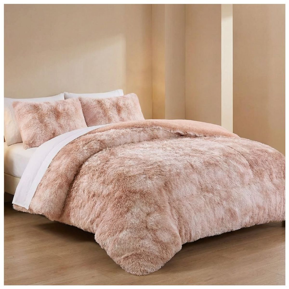 GENERICO - Cobertor Chiporro Peludo Invierno 2 Plazas - Beige Jaspeado 021