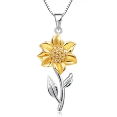 GENERICO - Collar girasol plata 925 joyas mujer
